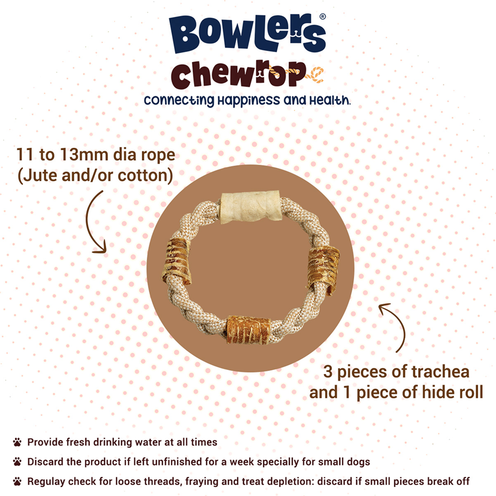 Bowlers Chewrope Donut Functional Dog Treat Toy image 3