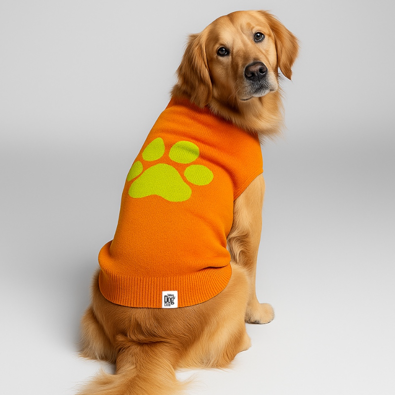Talking Dog Club Bright Winter High Paw Jumper Sweater for Dogs (Orange) image 1