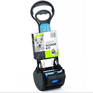 M Pets Waste Scoop Kit and Waste Bags with Handles for Dogs (Black/Blue)