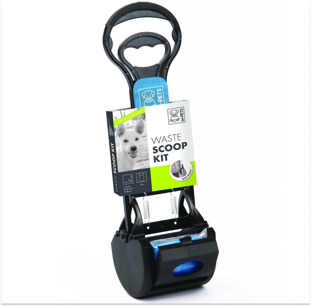 M Pets Waste Scoop Kit and Waste Bags with Handles for Dogs (Black/Blue) image 1