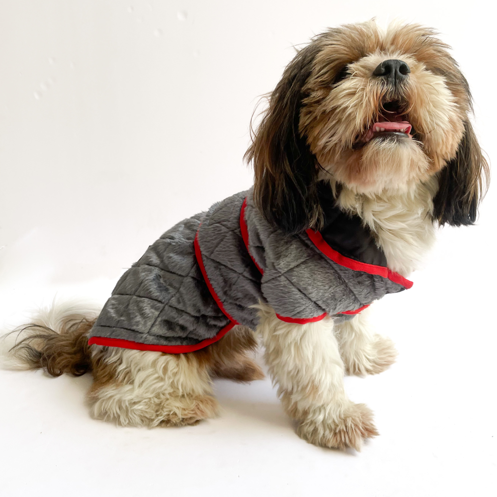 Pawgypets Reversible Quilted Jacket for Dogs and Cats (Grey/Red) image 2