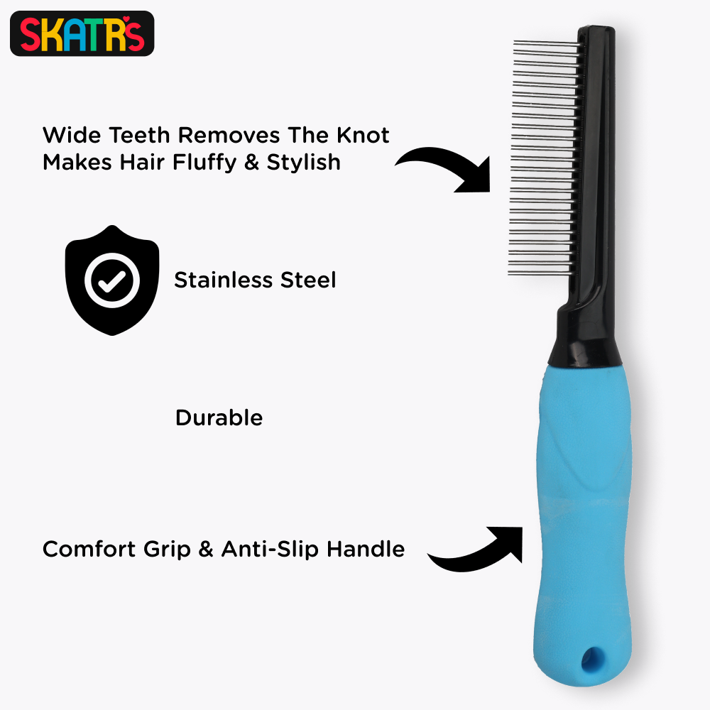 Skatrs Easy Grip Handle Comb Brush for Dogs and Cats image 3