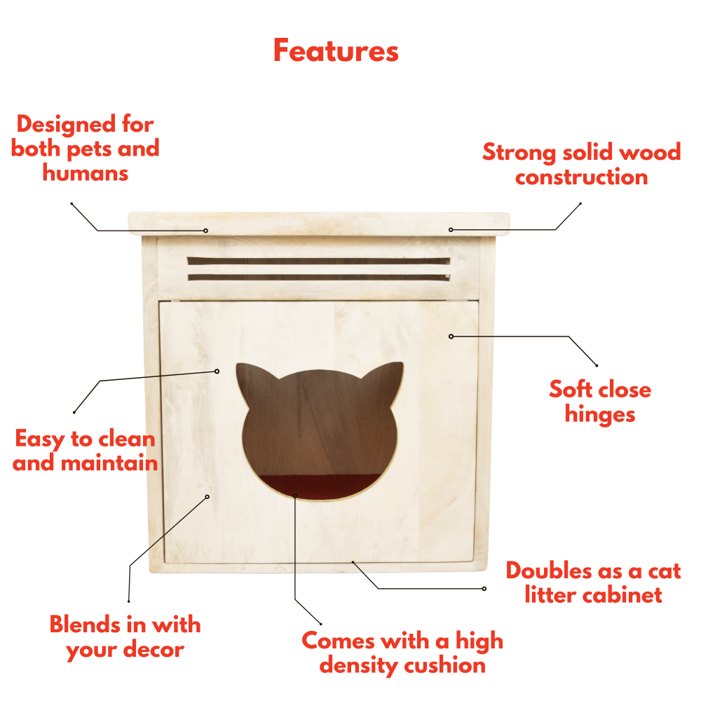 FurryLiving Meraki Cabinet with Cushion for Small Dogs and Cats (Oak/Brown Cushion) image 4