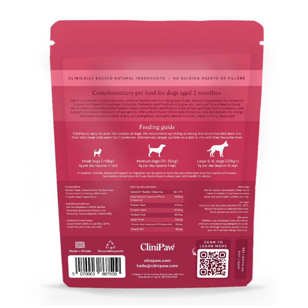 CliniPaw Advanced Support for Digestion Supplement for Dogs (180g) image 2