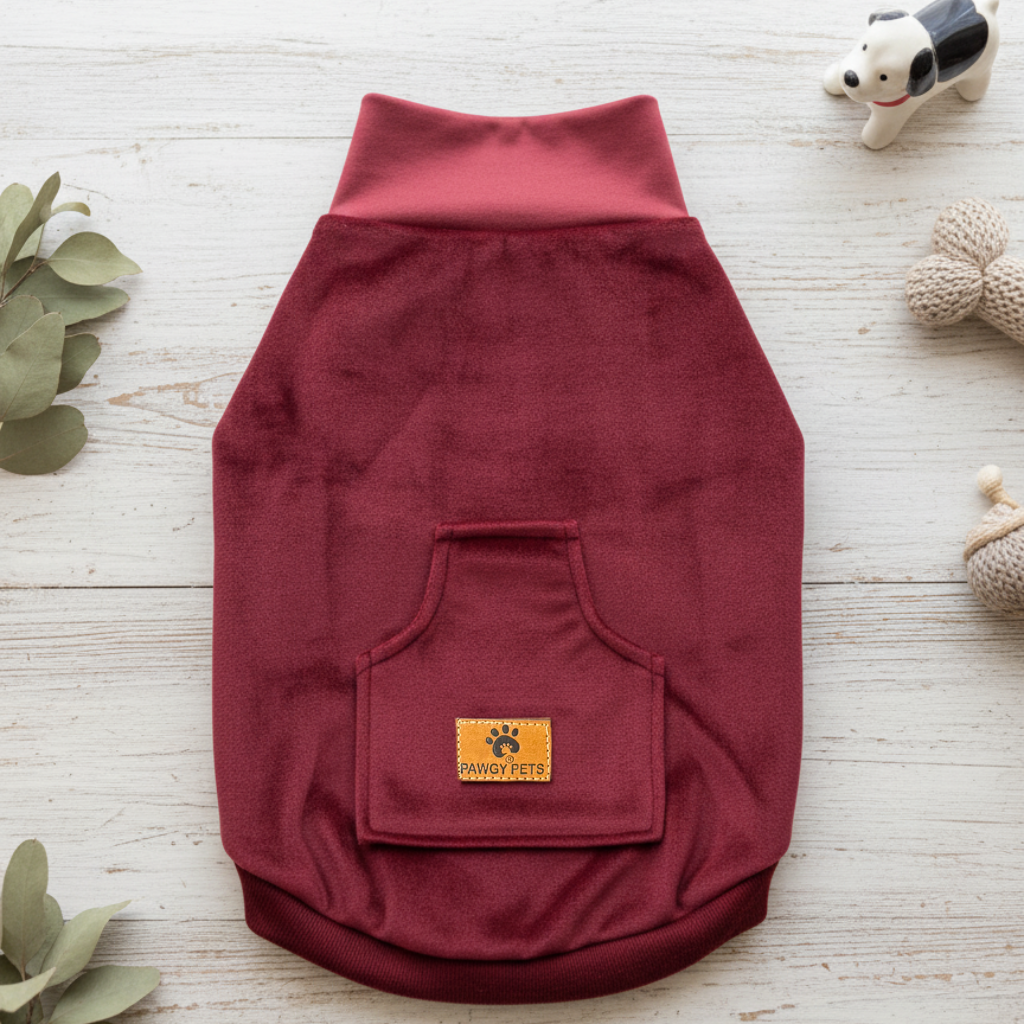 Pawgy Pets Super Soft Maroon High Neck Sweater for Dogs and Cats
