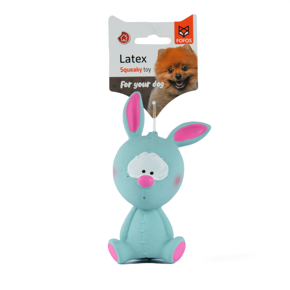 Barkbutler x Fofos Latex Bi Rabbit Toy for Dogs | For Medium Chewers (Blue) image 5