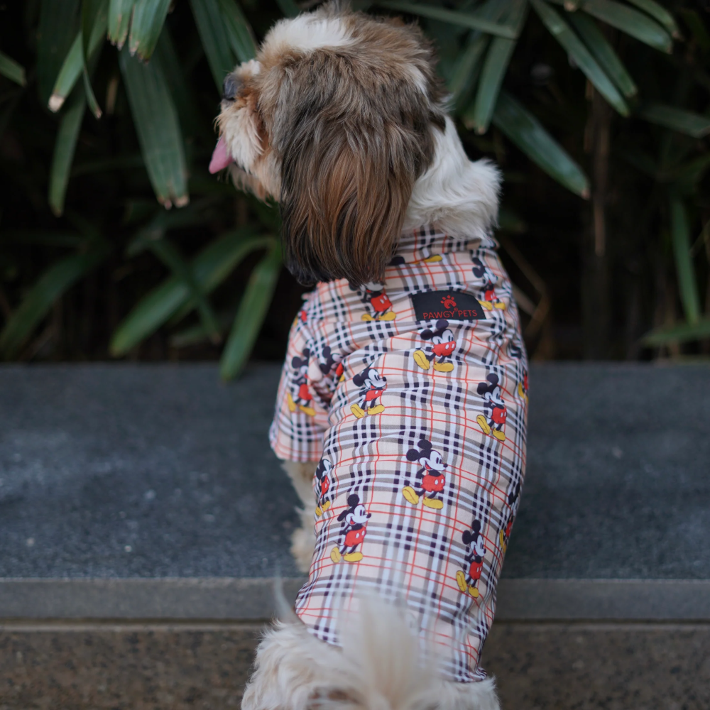 Pawgypets Mickey Check Shirt for Dogs (Beige) image 2