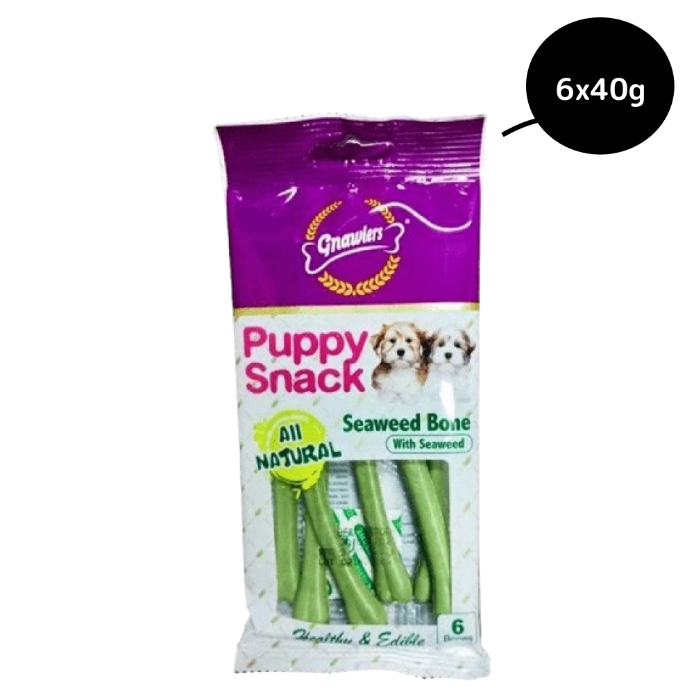 Gnawlers Puppy Snack Seaweed Bone Dog Treats image 3