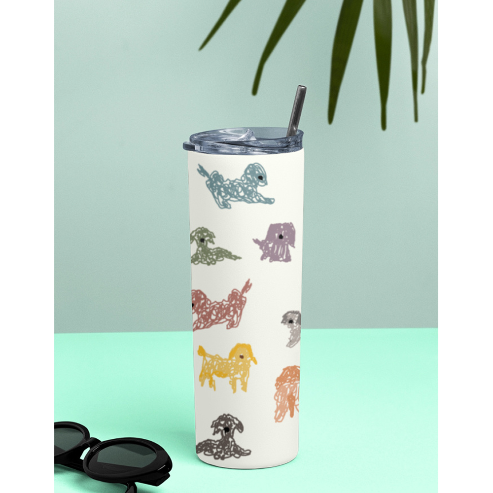 Hoomans Scribble Pups Tumbler Bottle image 1