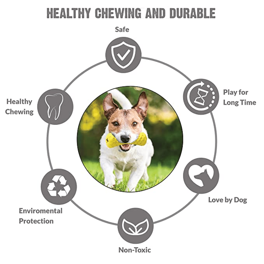 Goofy Tails Dumbbell Treat Dispensing Interactive Toys and Strawberry shaped Natural Rubber Chew Toy for Dogs Combo image 7