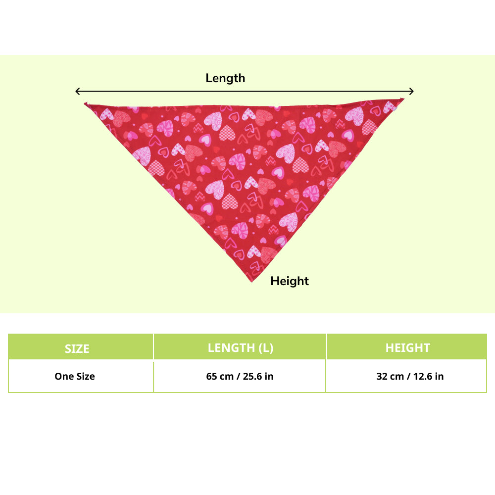 Skatrs Heart Printed Bandana for Dogs and Cats (Red) image 2