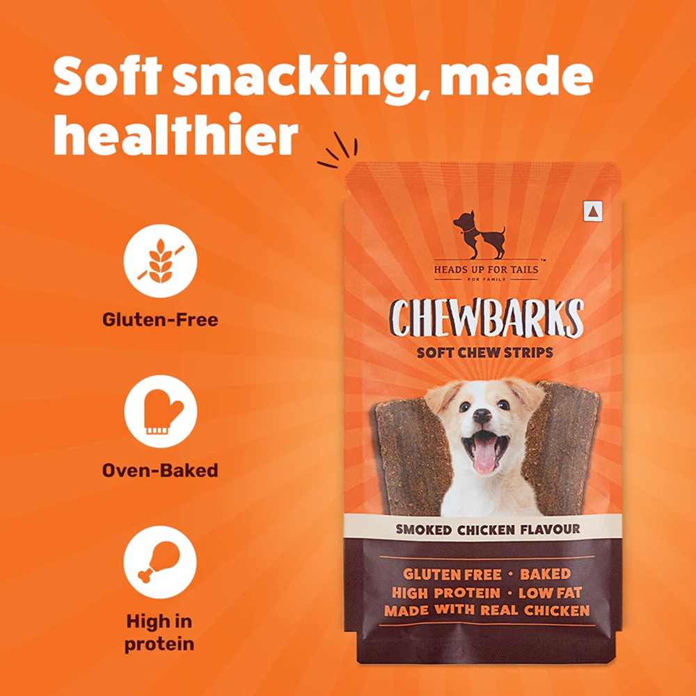 HUFT Chewbarks Gluten Free Smoked Chicken Soft Chew Strips Dog Treats image 3