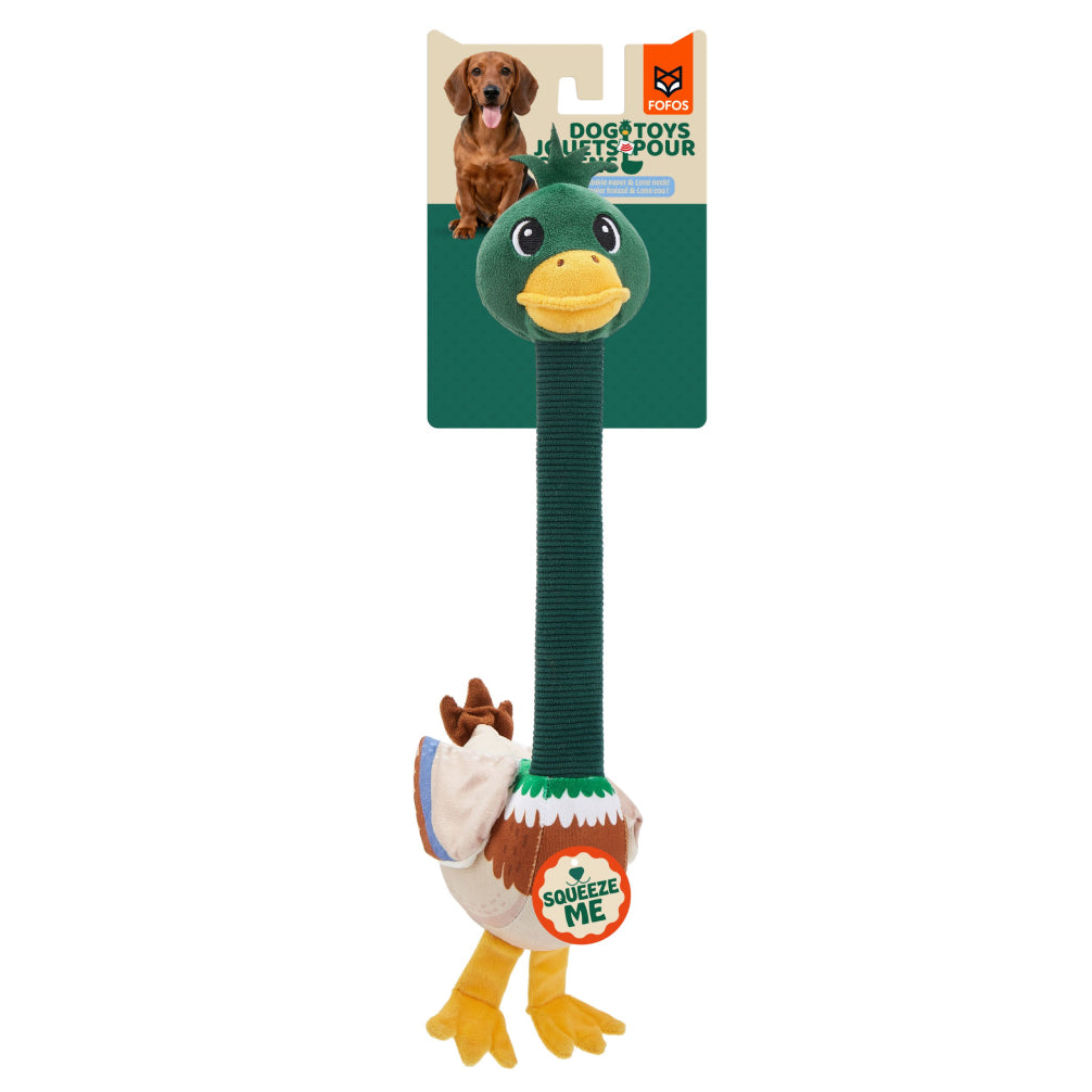 Fofos Mallard Long Neck Crinkle Plush Toy for Dogs
