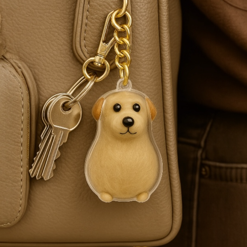 Talking Dog Club Sitting Dog Hair Keepsake Capsule Key Chain image 3