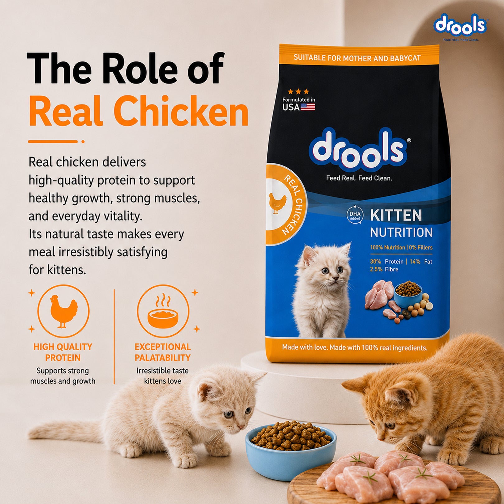 Drools Real Chicken Kitten Dry Food image 5