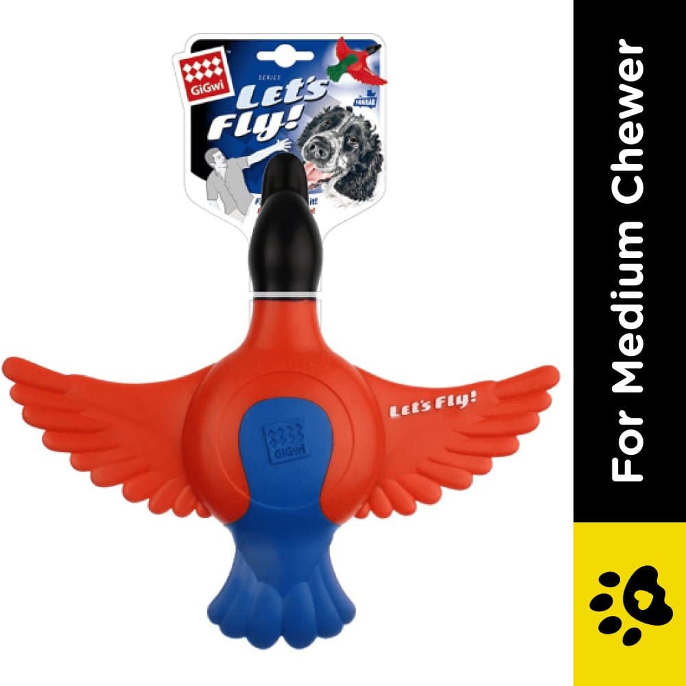 GiGwi Lets Fly Duck Squeaky TPR Toy for Dogs (Orange/Blue) image 2