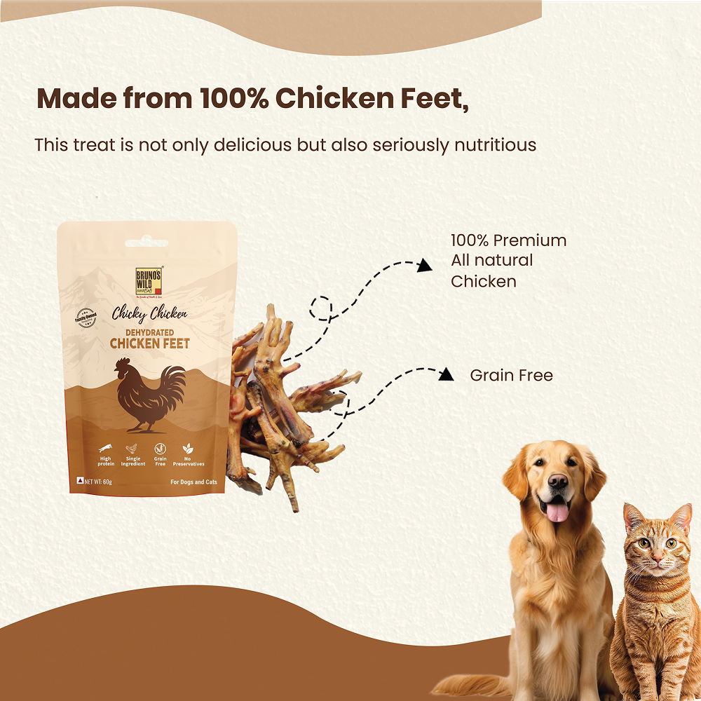 Bruno's Wild Essentials Chicky Chicken Feet Dehydrated Dog Treats image 2