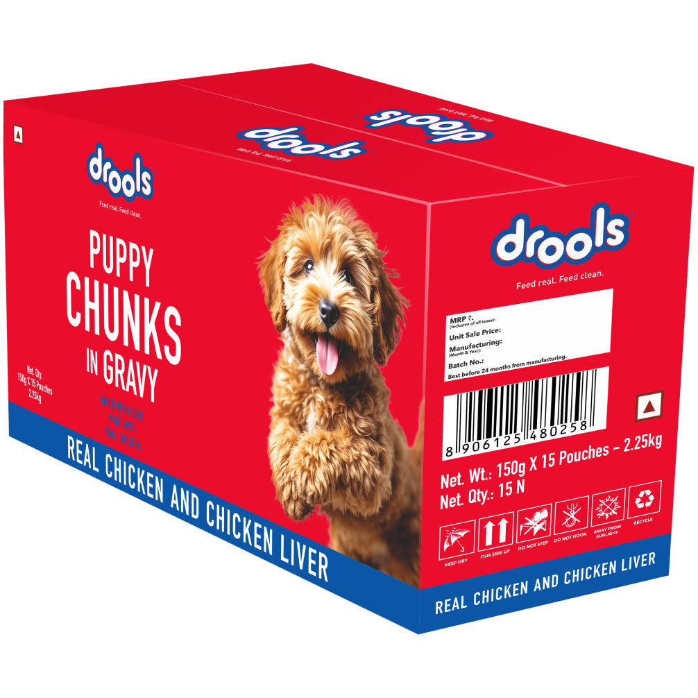 Drools Real Chicken & Chicken Liver Chunks in Gravy Puppy Dog Wet Food