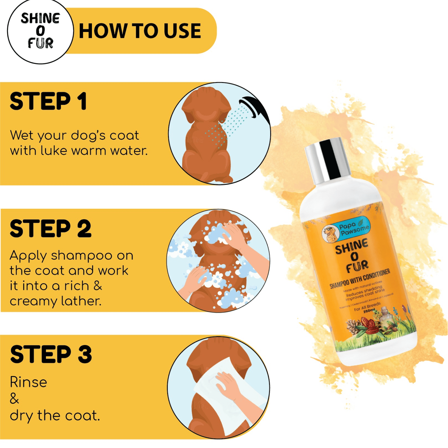 Papa Pawsome Shine O' Fur Shampoo with Conditioner for Dogs image 4