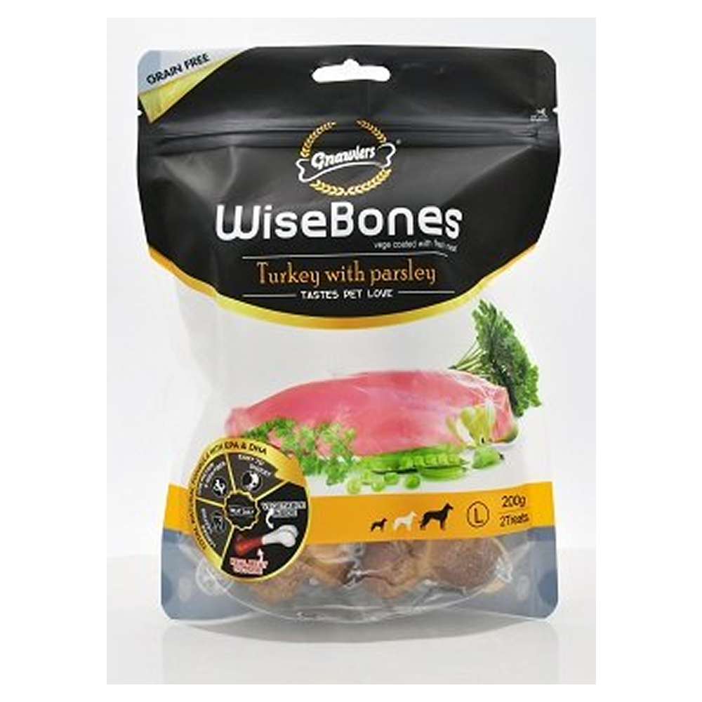 Gnawlers WiseBones Turkey with Parsley Dog Treats (200g) image 3