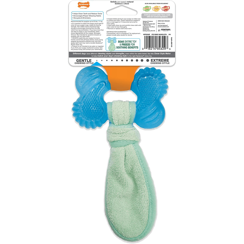 Nylabone Puppy Teething Peanut Butter Flavoured Chew Freezer Bone Toy for Dogs (Blue/Green) image 3