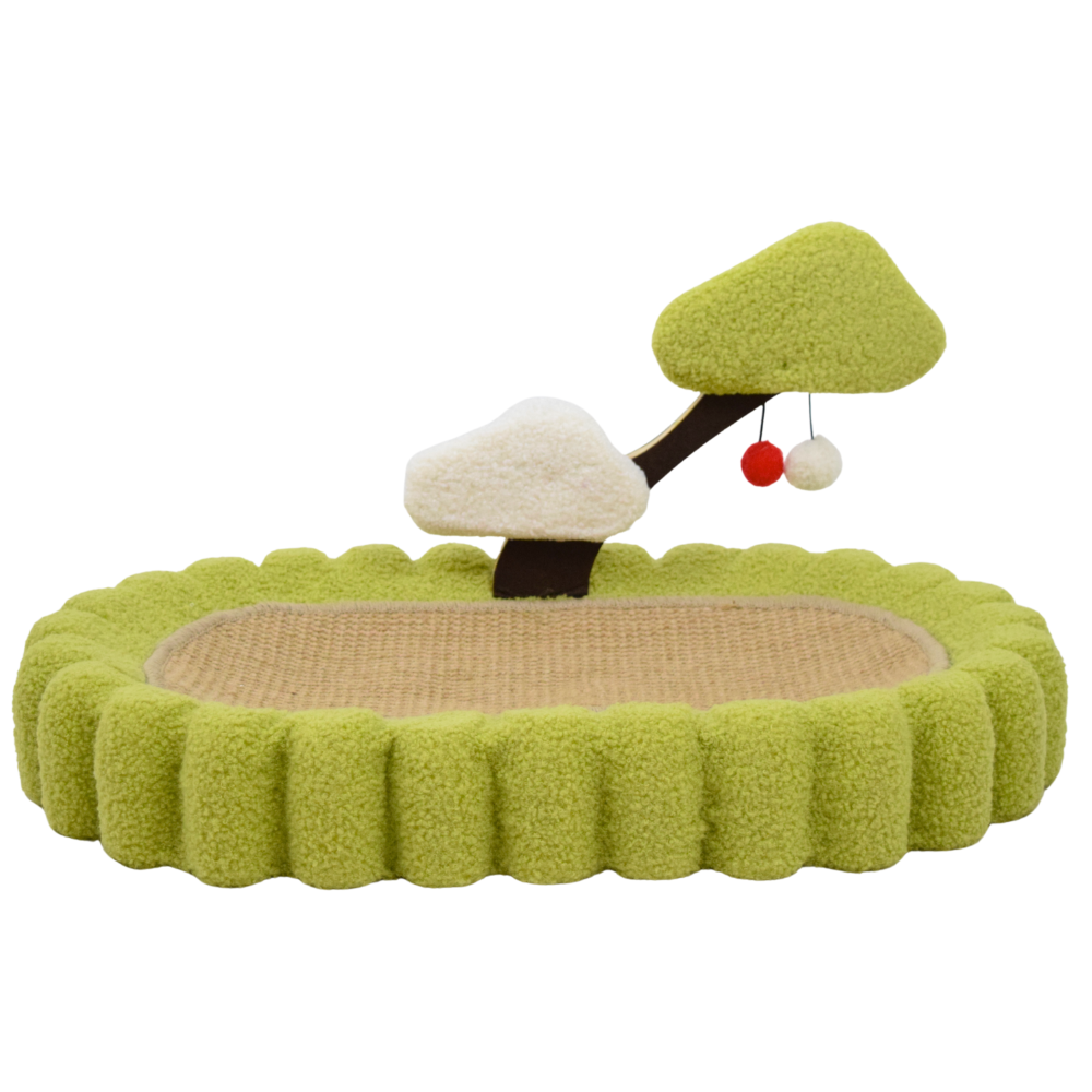 FurryLiving Zen Garden Bed and Scratcher Mat with Hanging Toy for Cats