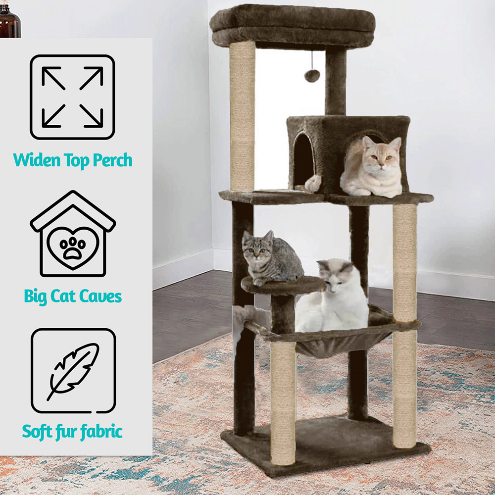 Furrlovers Cat Tree with Condo, Hammock, Hanging Ball & Jute Rope Scratching Posts image 2