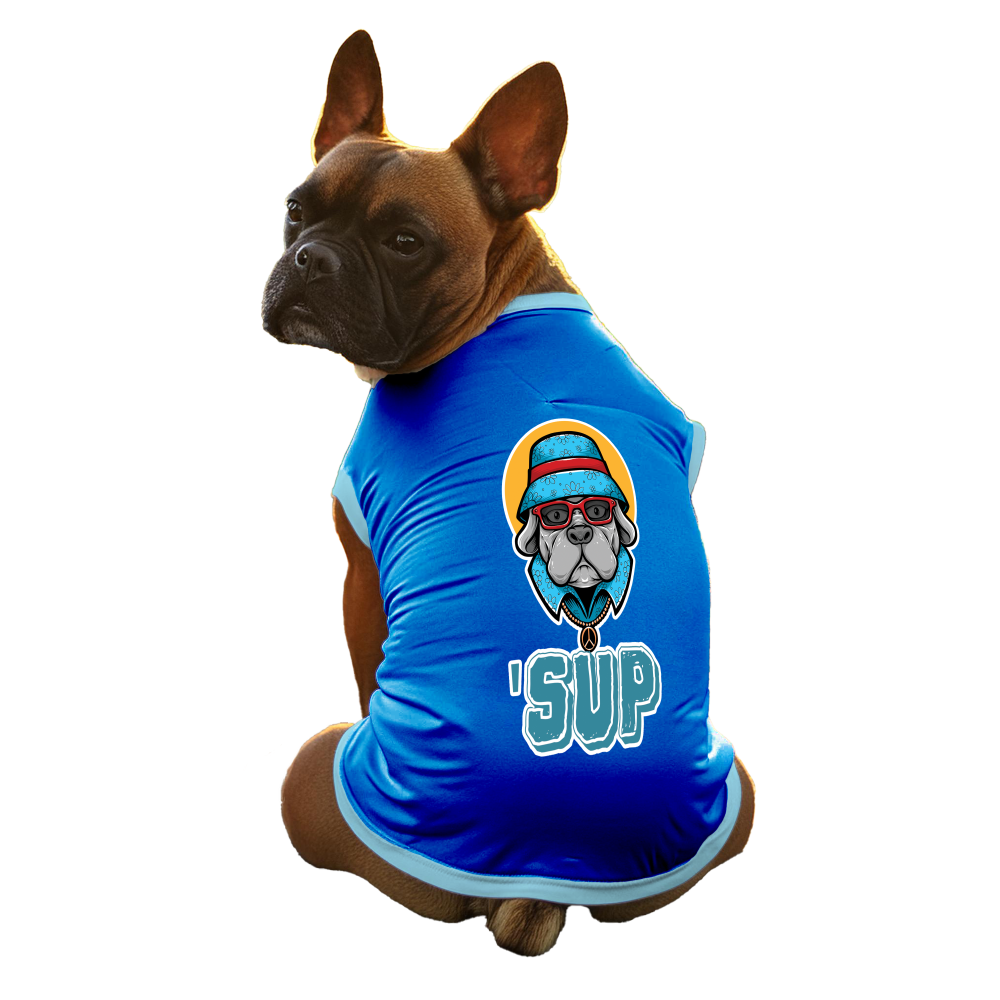 Cheeku SUP Graphic Cotton T Shirt for Dogs and Cats (Blue) image 1