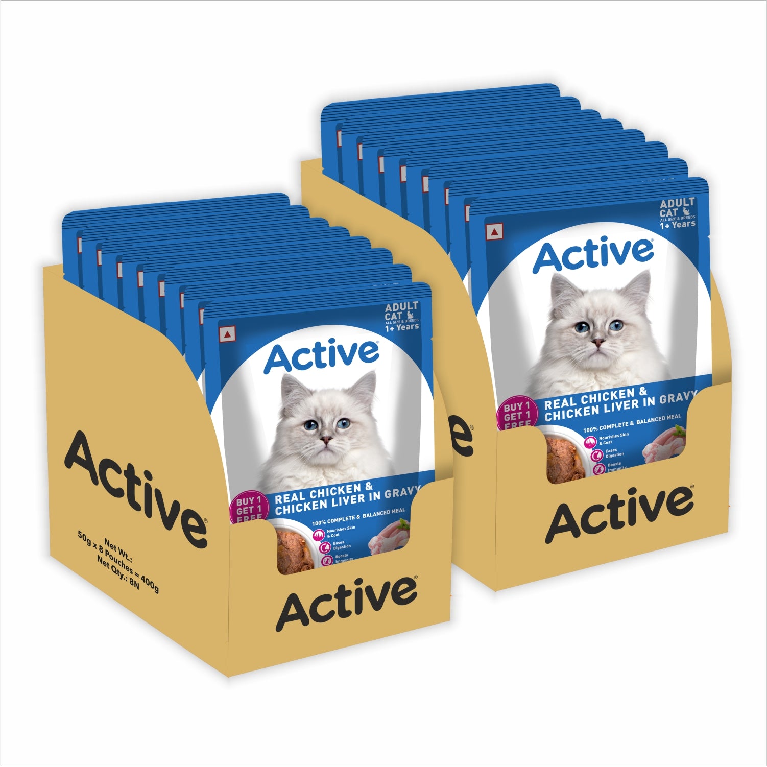 Active Real Chicken & Chicken Liver in Gravy Adult Cat Wet Food ( Buy 1 Get 1) image 8