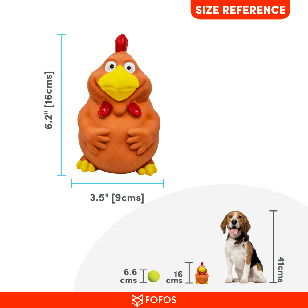 Barkbutler x Fofos Latex Bi Rooster Squeaky Toy for Dogs (Brown) image 8