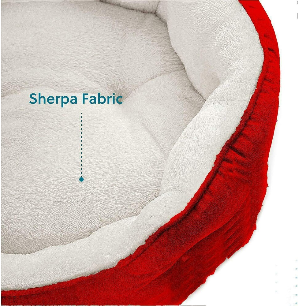 Fluffy's Pawsome Round Washable Bed for Dogs and Cats (Red) image 3