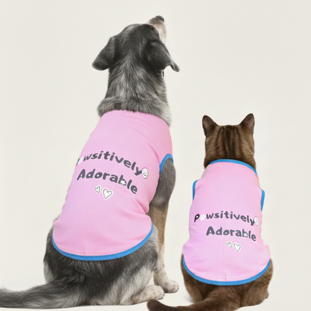 Skatrs Pawsitively Adorable Printed Summer Cotton T Shirt for Dogs and Cats (Pink)