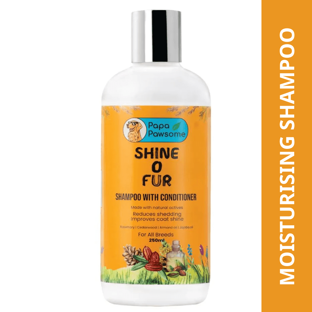 Papa Pawsome Shine O' Fur Shampoo with Conditioner and Palm Brush for Dogs image 2