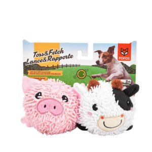 Fofos Pig and Cow Sprike Ball Animal Toy for Dogs