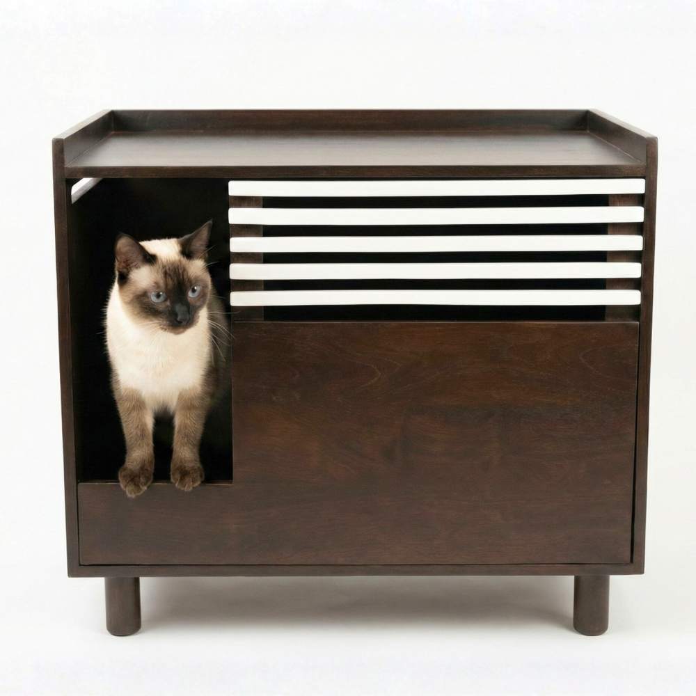 FurryLiving Lulu Litter Cabinet for Cats (Dark Brown)