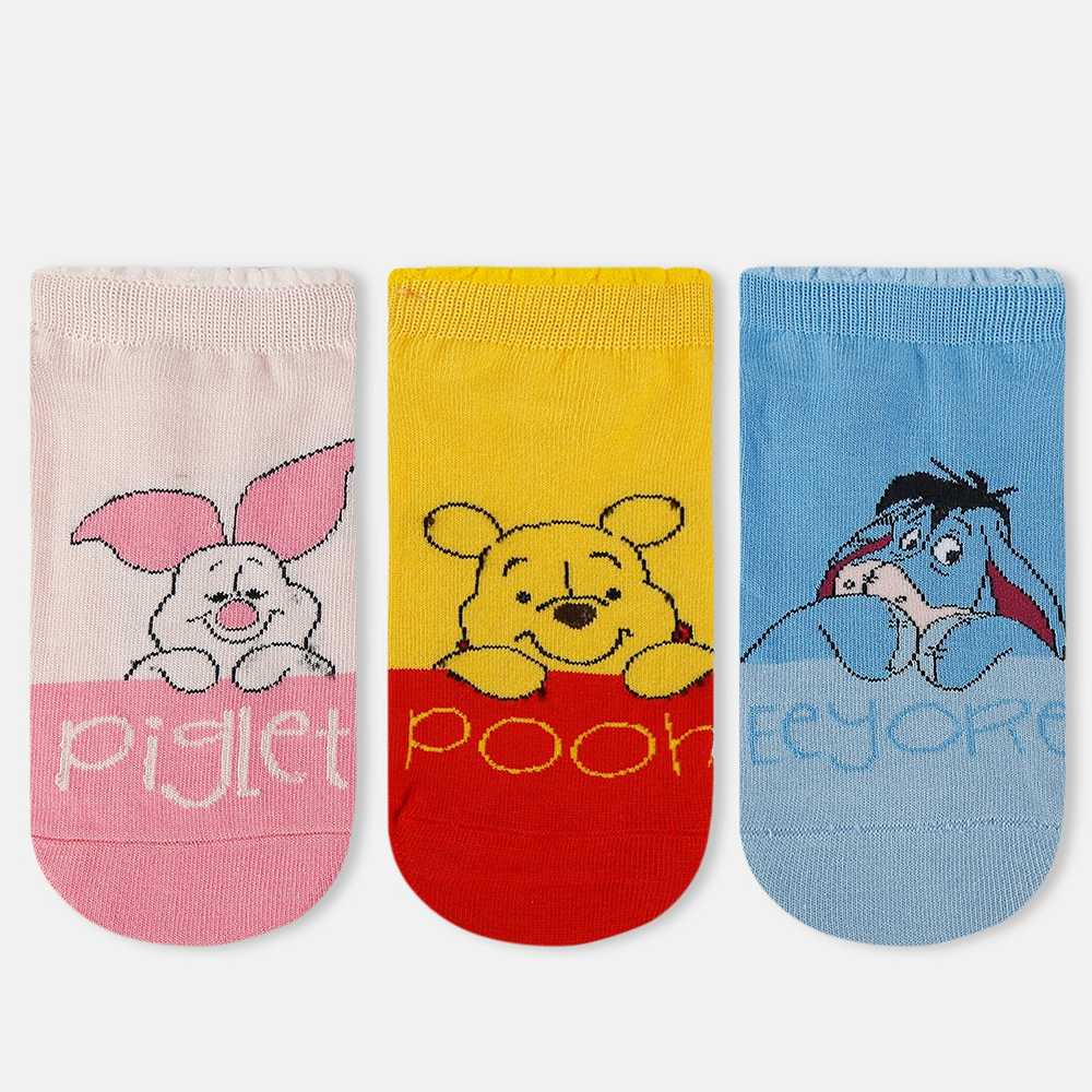 SocksXpress Winnie The Pooh Themed Ankle Socks for Women (Pack of 3)