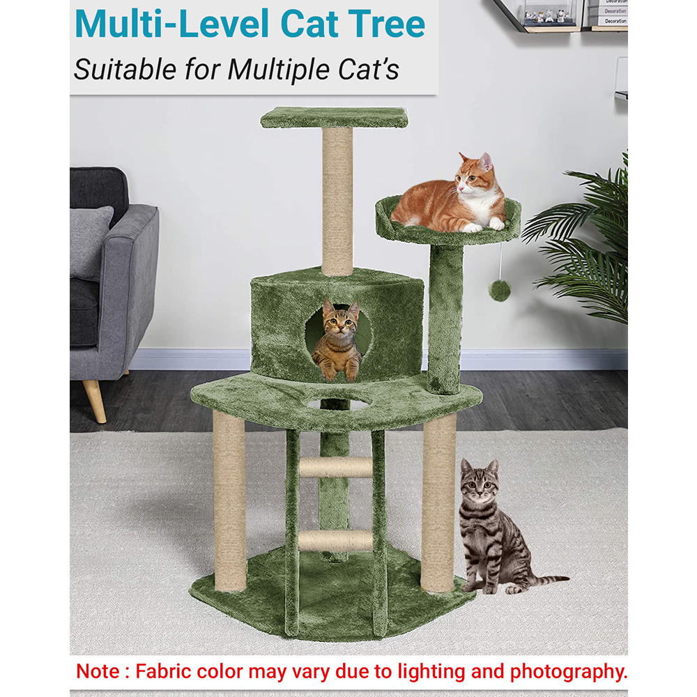 Furrlovers Multi Level Cat Tree with Plush Condo & Jute Scratching Posts (Green) image 3