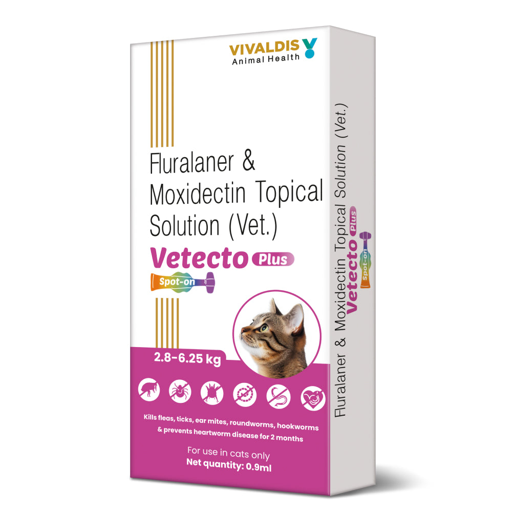 Vivaldis Vetecto Plus Spot On (Fluralaner & Moxidectin) Anti Tick & Flea for Cats image 2