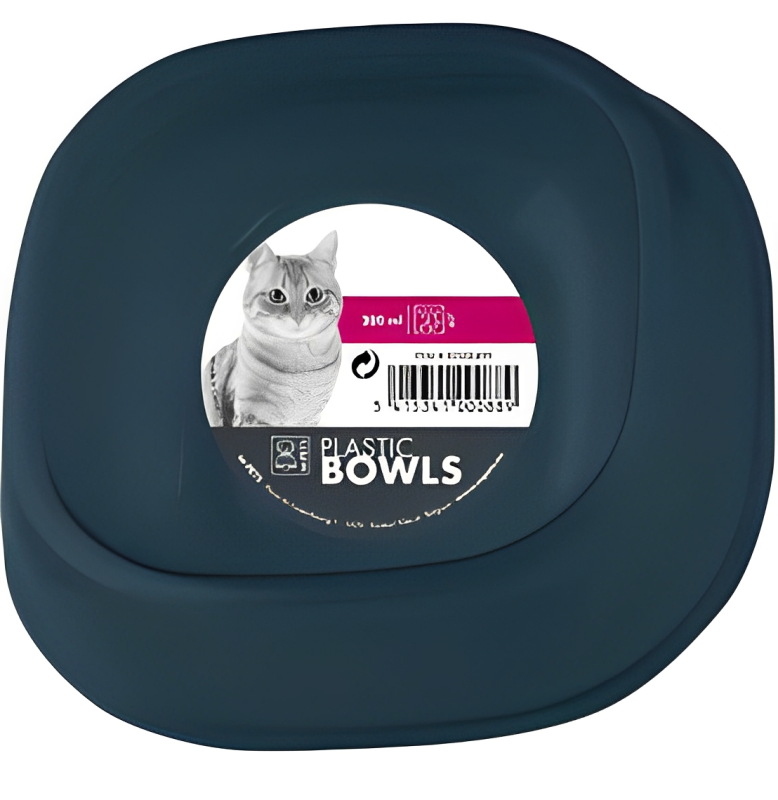 M Pets Plastic Single Bowl for Cats (Blue) image 1