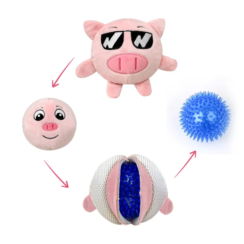 Talking Dog Club Pop A Pig Bouncy Plush Toy for Dogs (Pink) image 2