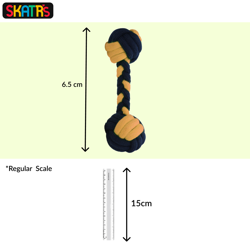 Skatrs Dumbbell Shaped Rope Chew Toy for Dogs and Cats (Blue/Orange) image 2