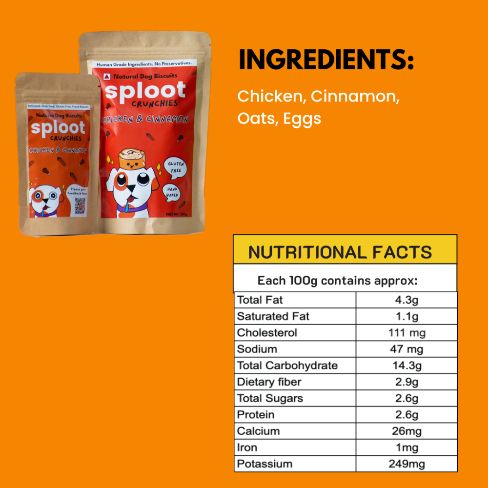 Sploot Crunchies Chicken and Cinnamon 100% Human Grade Biscuits Dog Treats image 4