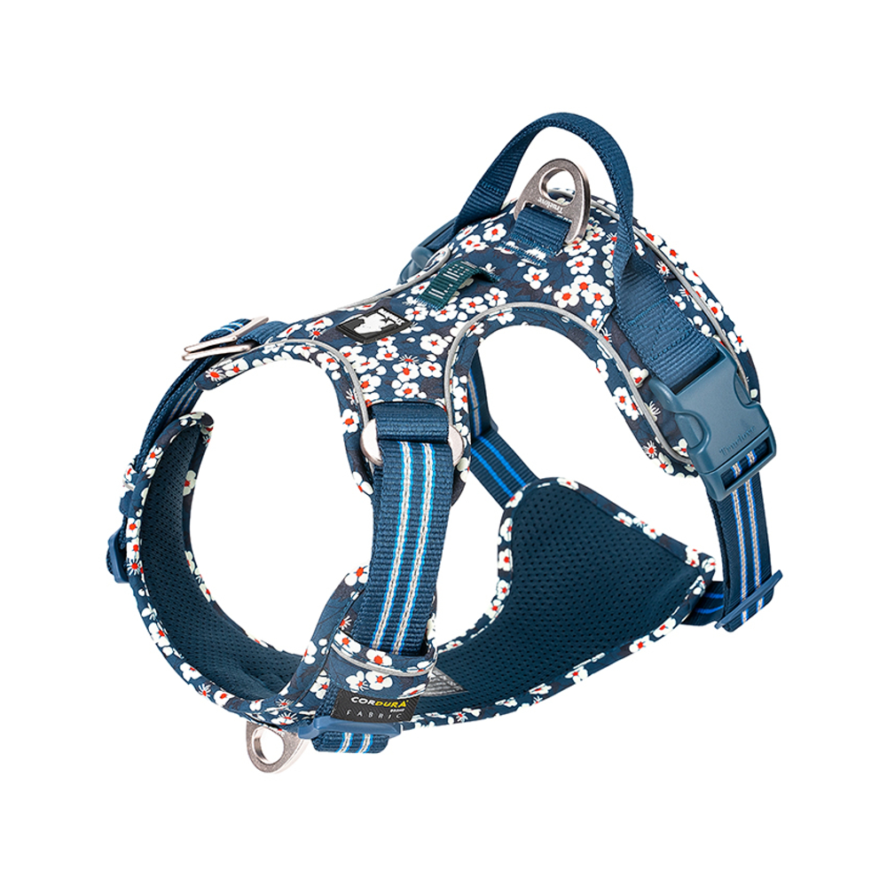 Truelove Floral No Pull Cordura Fabric Harness for Dogs (Saxony Blue)