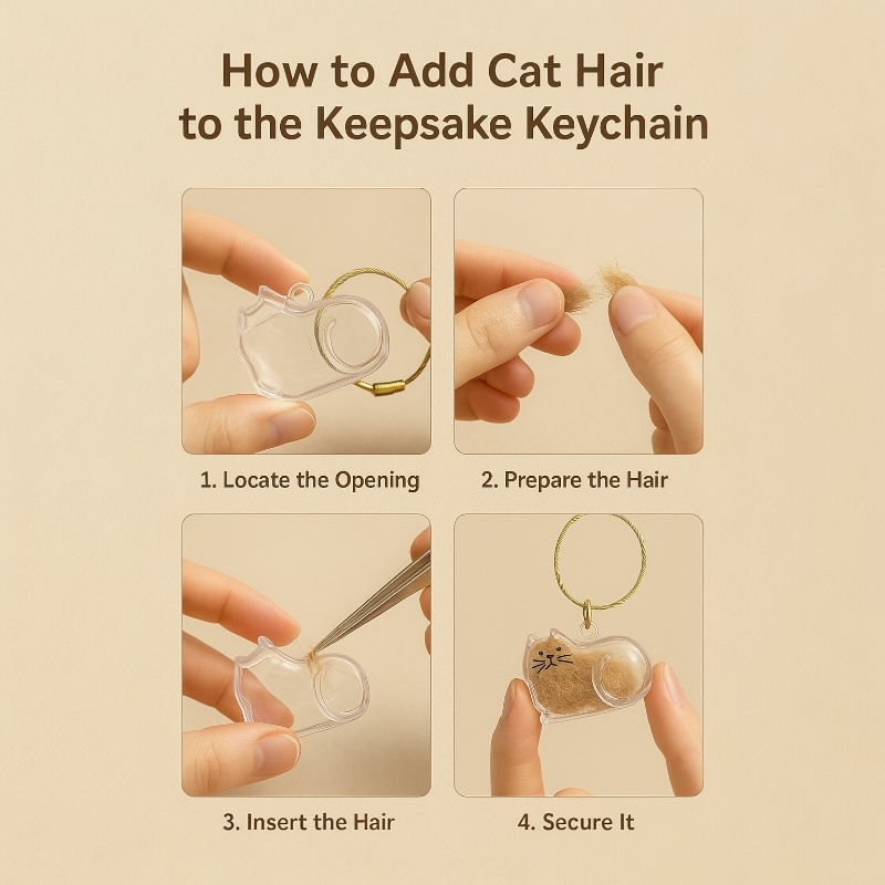 Talking Dog Club Resting Cat Hair Keepsake Capsule Key Chain image 5