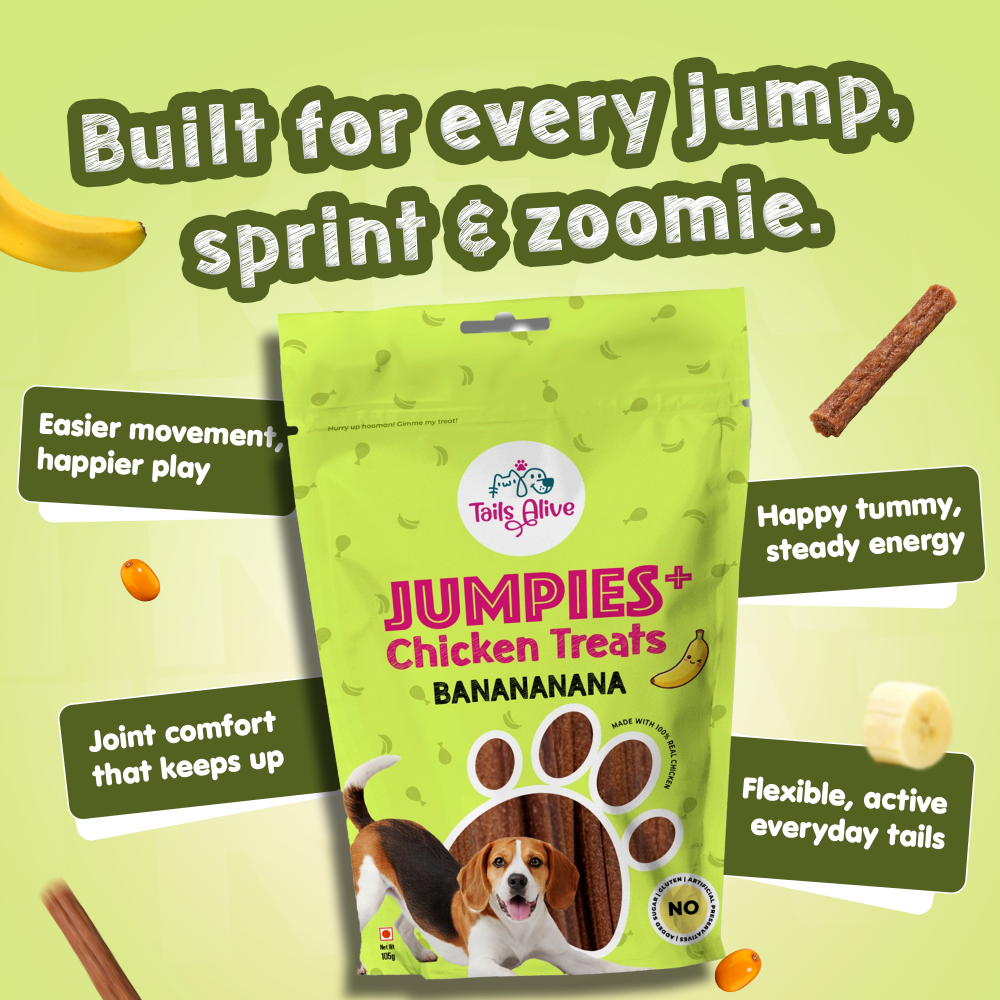 Tails Alive Jumpies+ Banana Chicken Treats Chew Sticks for Dogs image 2