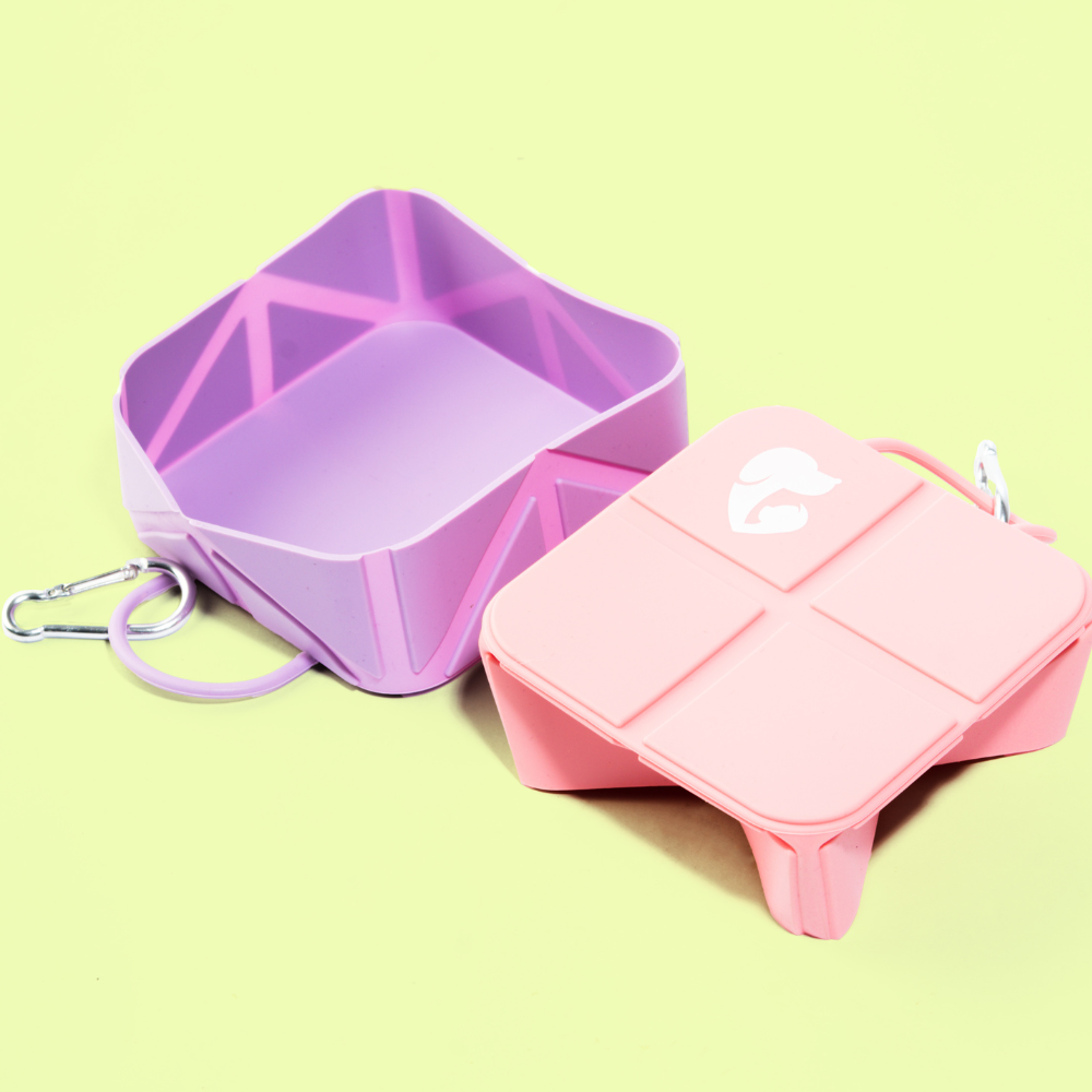 Pet Set Go  Foldable Square Bowl for Dogs (Pink) image 8