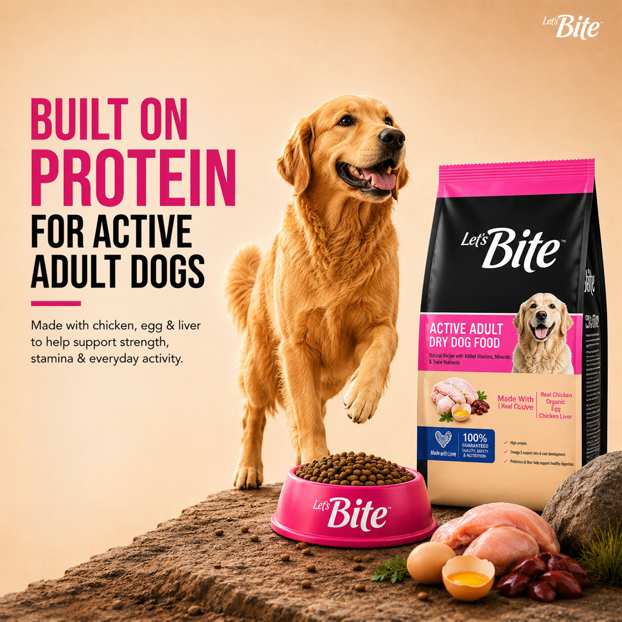 Let's Bite Active Adult Chicken Dry Food for Dogs image 2