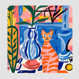 EverythingBoho Cat Love Square Shaped Coaster for the True Cat Lover