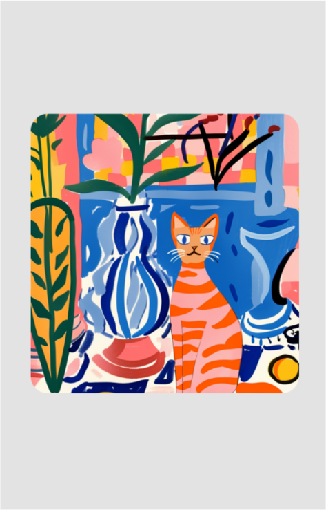 EverythingBoho Cat Love Square Shaped Coaster for the True Cat Lover