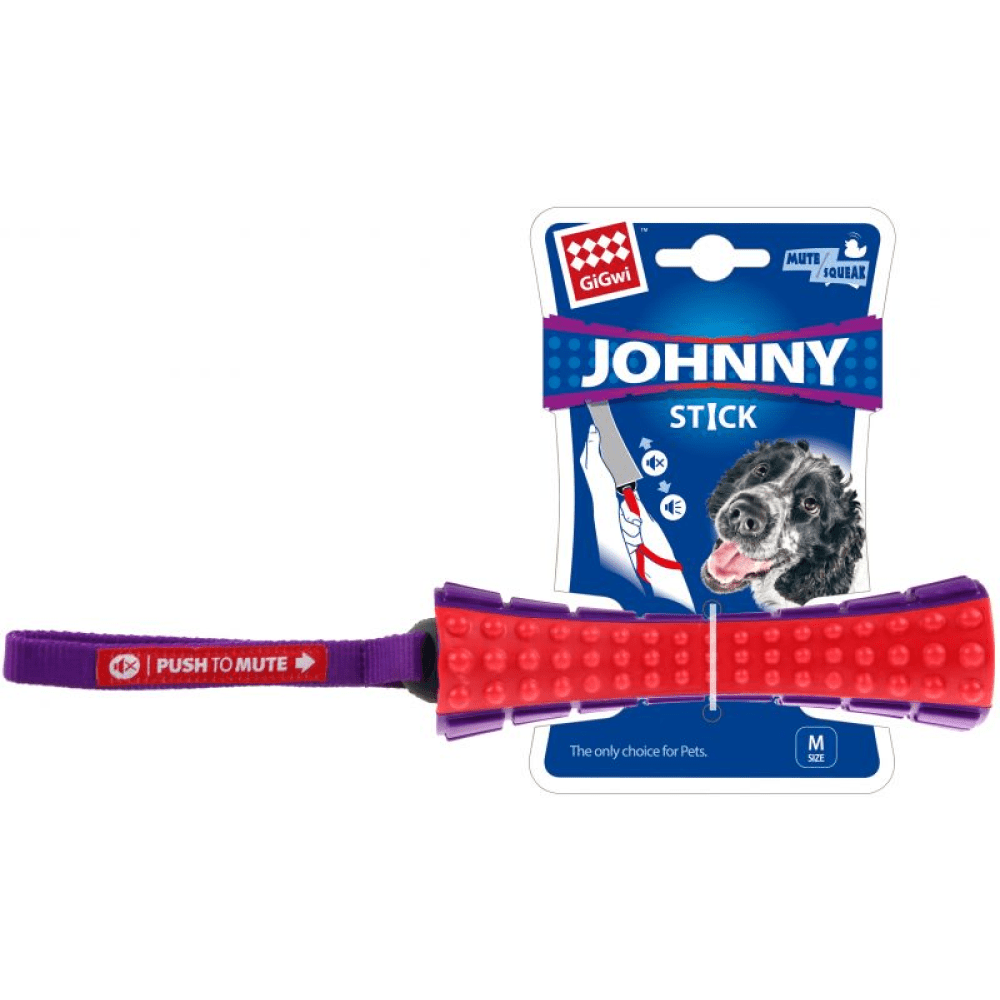 GiGwi Push To Mute Johnny Stick for Dogs (Red/Purple) image 3